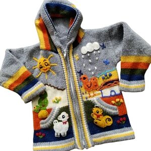 Storybook Hooded 3D Knit Zip Hoodie Sweater Ecuador
